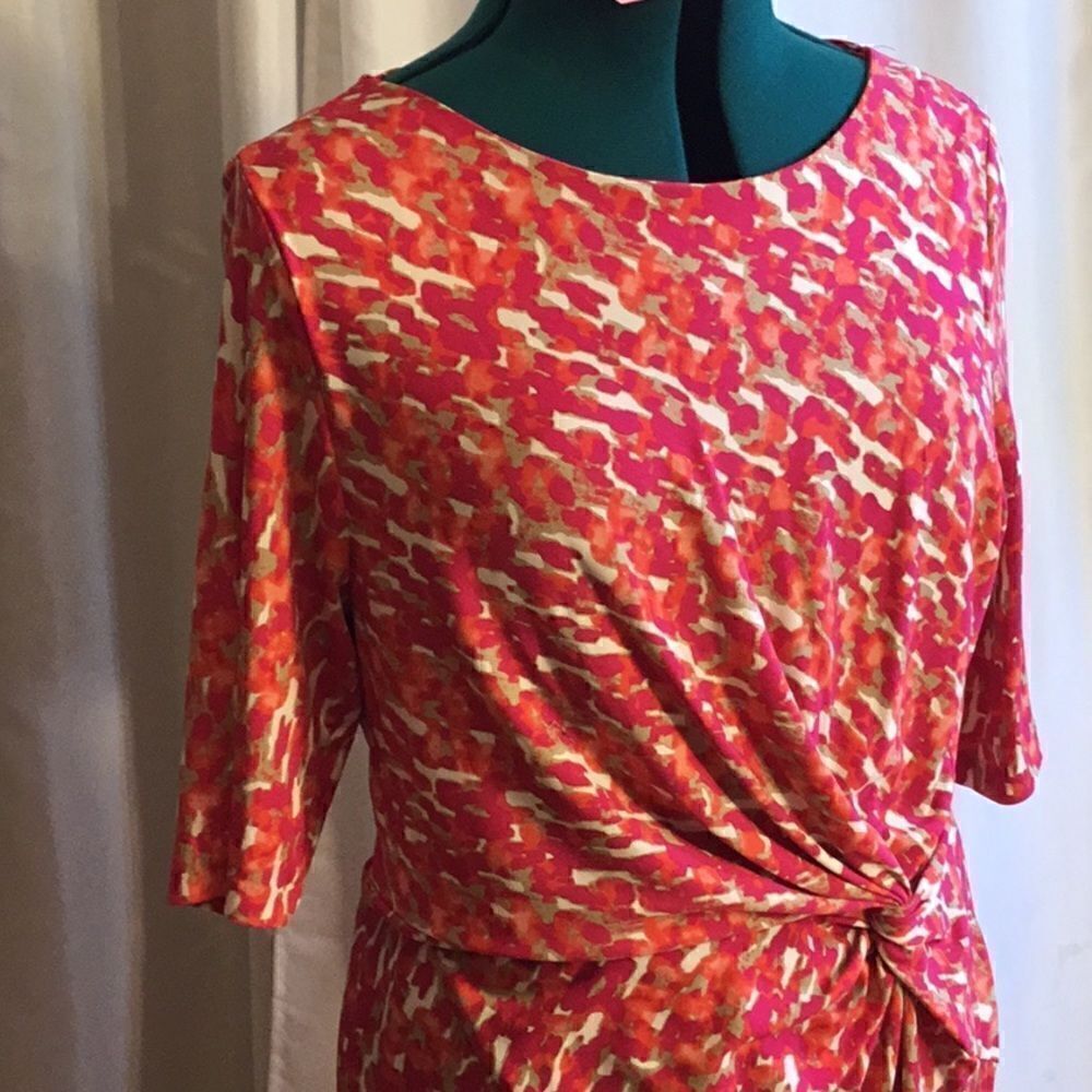 NWOT CHAUS XL dress with 3/4 length sleeves in vibrant colors - Picture 6 of 12